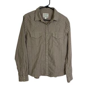 Tecovas Pearl Snap Shirt Womens Large Multi Striped Western Cowgirl Ranchwear